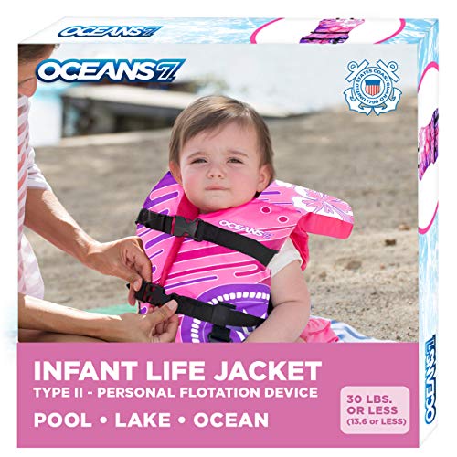 Full Throttle Infant Life Jacket and Oceans 7 Infant-Youth USCG Approved Life Vest - Pink, Models 104000-105-000-15 and 8-...