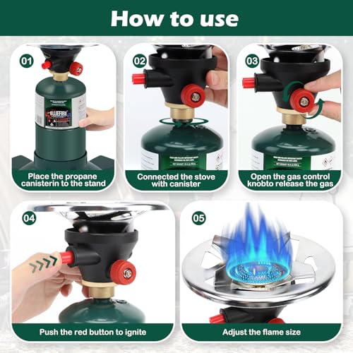 KOMAN Camping Stove Propane, Single Burner Propane Stove,Portable Stove,Propane Burner Camping with Button Starter,10000BT...