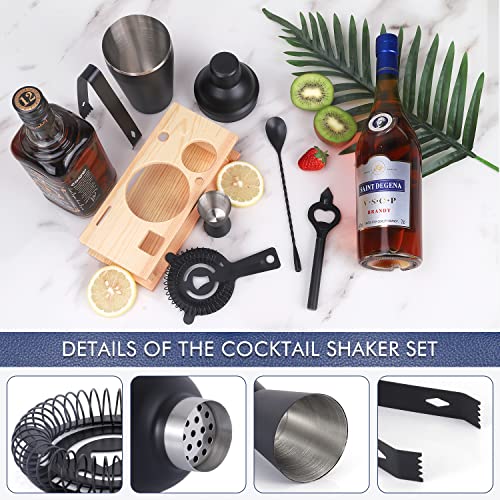 JNWINOG Cocktail Shaker Set Stainless Steel Bartending Kit 18.6oz Cocktail Bar Set Cocktail Mix Drink Making Kit Professio...