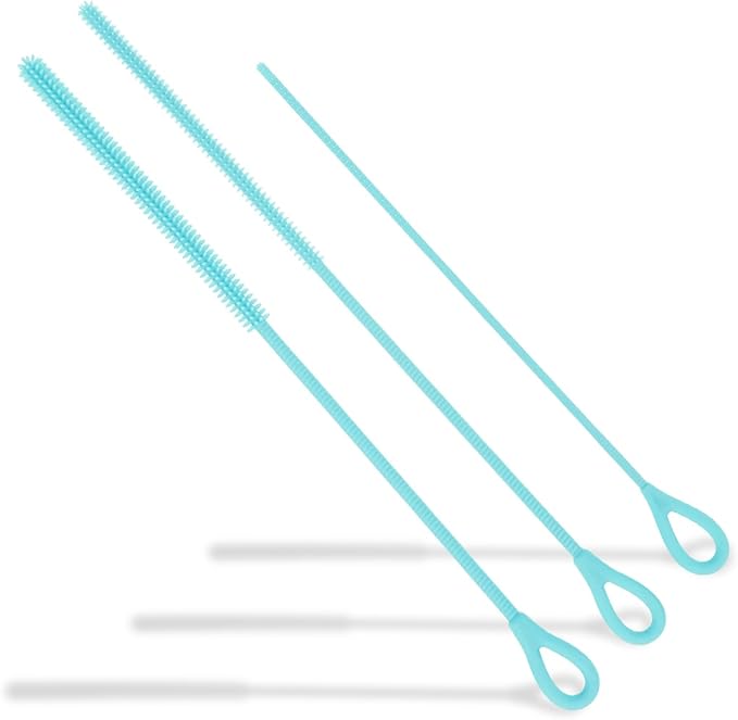 3Pcs Silicone Straw Cleaner Brush, Reusable Straw Cleaning Brush Extra Long, Long Straws Cleaner Brushes, Clean for Reusable Straws, Cups and Tumblers, Durable & Eco-Friendly
