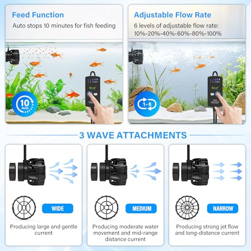 hygger Aquarium Wave Maker for 5-10 Gallon Fish Tanks, Adjustable DC Power Heads for Aquarium with Controller, Aquarium Ci...