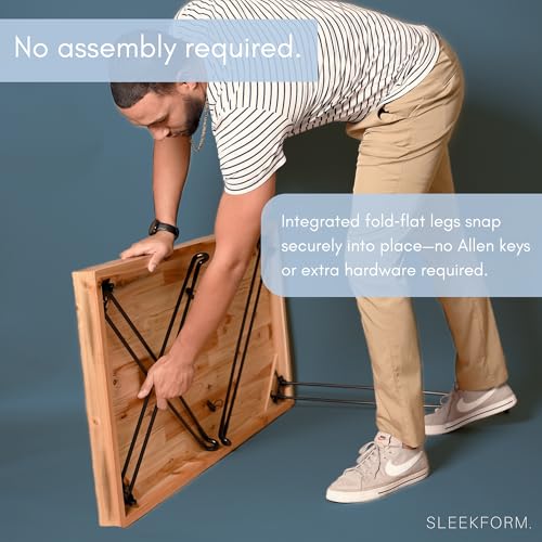 Sleekform Wood Folding Table - Portable Folding Desk - No Assembly Easy Fold Desks for Small Spaces - Space Saving Collaps...