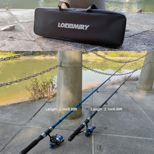 LOEIBMIRY 2 Pack 2.1m/6.89ft Telescopic Spinning Fishing Rod Reel Combos with Carrier Bag, Lures, Pliers for Saltwater Fre...