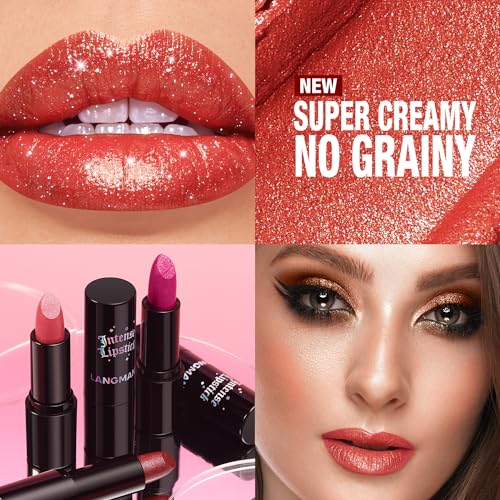 Jolilab Sparkling Lip Gloss, Long Lasting Waterproof Moisturizer Lip Balm Glitter Shimmer Metallic Lipstick, Diamond Shiny...