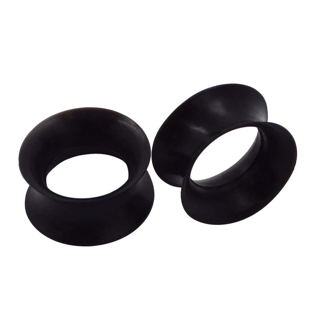 Stuppendux 1 Pair Black Soft Silicone Flexible Ear Skin Tunnels Plugs Expanders Gauges Hollow Body Piercing 9/16 14mm