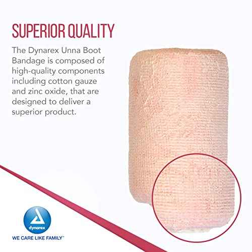 Dynarex 3455 Unna Boot Bandage, Individually Packaged, Provides Customized Compression, With Calamine, Soft Cast, 3" x 10 Yard, Pack of 12