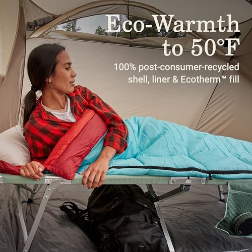 Coleman Flatlands 30/40/50°F Sleeping Bag, Made from 100% Recycled Material, Big & Tall Options, Cool-Weather Sleeping Bag...