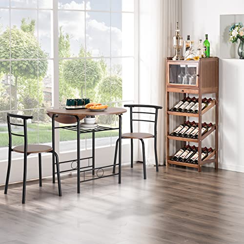 VINGLI 31.5" Drop Leaf Dining Table Set 3 Pieces for Small Space,Small Kitchen Table Set for 2,Round Folding Table with 2 ...