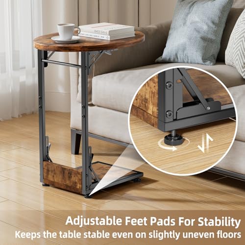 Elbourn Folding Side Table End Couch Tables,Metal Frame C-Shaped TV Stand for Sofa Living Bedroom Bedside Coffee Small Spa...
