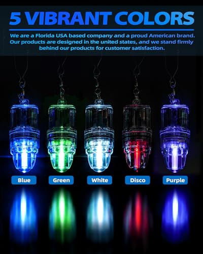BLUEWING 3pcs Fishing Deep Drop Light with Stainless Steel Long Line Clip 2000 ft Underwater Fish Attracting Lamp for Swor...
