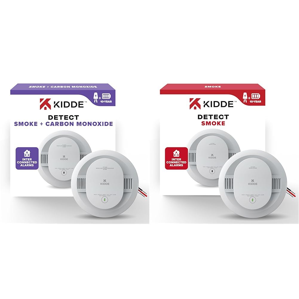 Kidde Hardwired Smoke & Carbon Monoxide Detector Bundle with Hardwired Smoke Detector, 10-Year Battery Backup