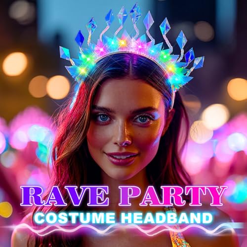Zoestar Light Up Headband Sparkly LED Headbands Glow Party Hair Accessories for Women
