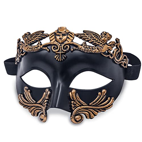 MYSEUNI Masquerade Mask for Men - Roman Greek Mask - Venetian Half Face Mask for Mascarade Ball Mardi Gras Halloween Party