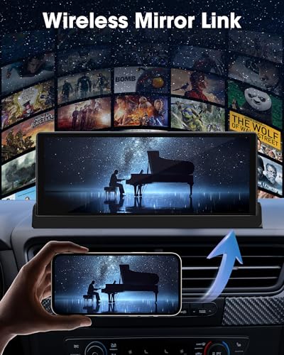 【Exclusive Bracket】 10.26" Apple Carplay Screen for Car Wireless Apple Car Play & Android Auto with Backup Camera GPS Navi...