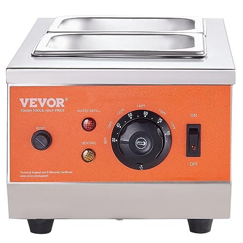 VEVOR Chocolate Tempering Machine, 9 Lbs 2 Tanks Chocolate Melting Pot TEMP Control 86~185℉, 1500W Stainless Steel Electric Commercial Food Warmer For Chocolate/Milk/Cream Melting and Heating