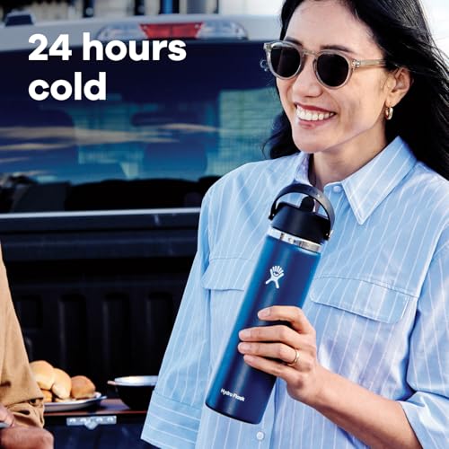 Hydro Flask Water Bottle - Insulated Stainless Steel - Wide Straw Lid, Non Spill, Leakproof in 24 Oz Aloe Green