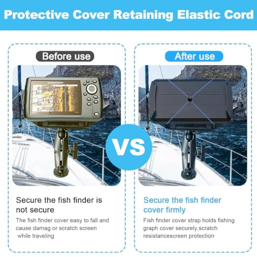 Fishing Graph Cover Straps- Adjustable Fish Finder Bungee for Travel, Secure & Protect up to 18 Inch Screens from Damage, ...