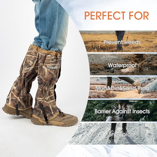Waterproof Adjustable Leg Gaiters for Men and Women Snow Boot Gaiters for Hiking in Hunting Sand and Mud Mountain Climbing...