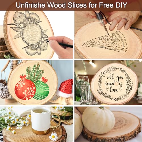 Adrattnay 8pcs Wood Slices for Centerpieces 12-13Inches, Round Paulownia Wood Circles for Table Decor, Rustic Wedding, Bab...