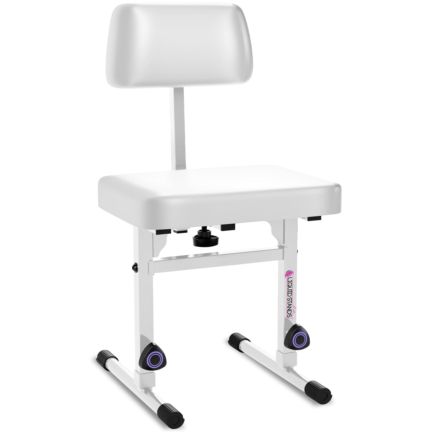 Liquid Stands White Adjustable Piano Bench with Backrest - Music Keyboard Bench Seat for Digital & Electric Pianos - Musicians S