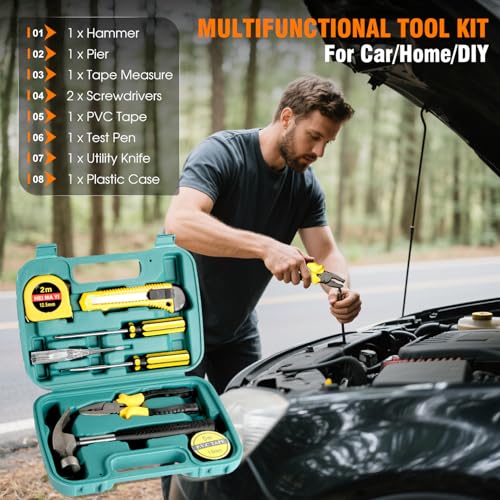 Emergency Car Kit,Roadside Emergency Tool Kit for Vehicle Truck with Air Compressor Jumper Cable First Aid Kit,Winter Auto...