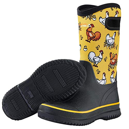 HISEA Women Mud Boots, Neoprene Rubber Garden Shoes Waterproof Mid Calf Rain Boots for Outdoor