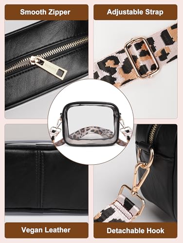 Vangue Clear Purse for Women Stadium Approved, Clear Crossbody Bag with Adjutable Strap, Transparent Bag for Sports Concert