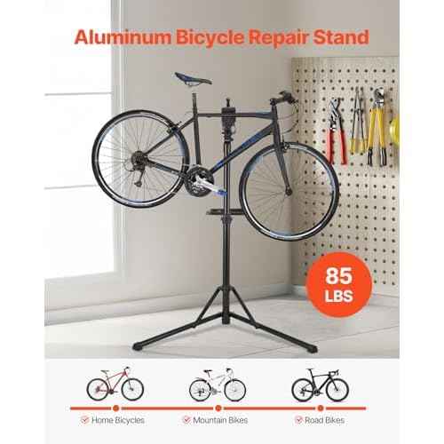 VEVOR Bike Repair Stand, 85 lb Heavy-duty Bicycle Work Stand with 40.7-64.1 in Adjustable Height & Magnetic Tool Tray, Foldable Bicycle Maintenance Rack, Shop Home Mechanics for Mountain & Road Bike