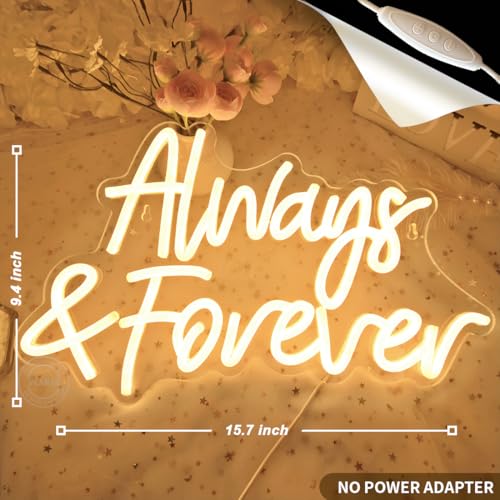 Planzo Always & Forever Led Neon Sign Light Wedding Birthday Party Backdrop Wall Decor Hanging Sign Bedroom Propose Annive...