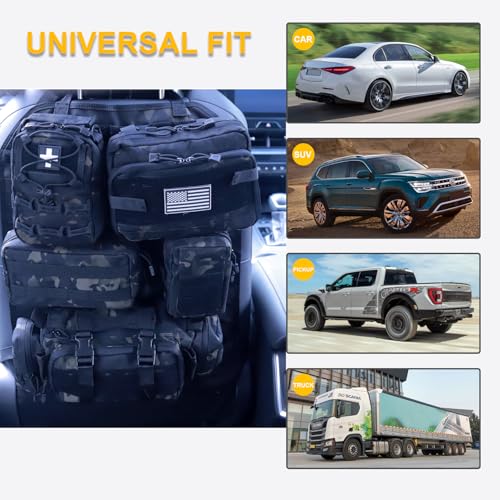 Universal Tactical Car Seat Back Organizer Bag Tactical Molle Vehicle Organizers Panel Vehicle Protector Organizers with 5...