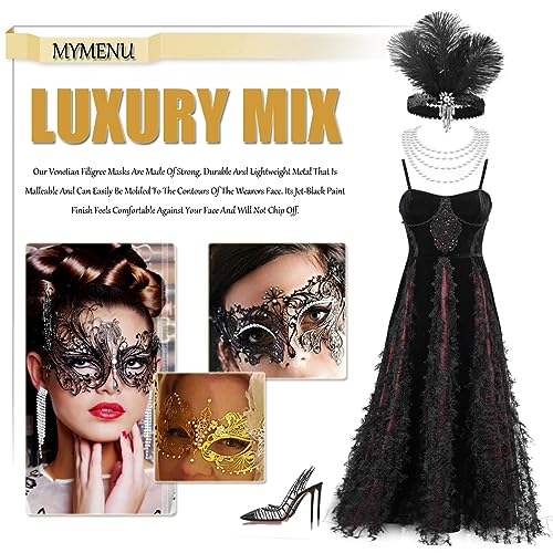 Couple Masquerade Mask for Women Men Laser Cut Metal Mask Venetian Mask for Party Ball