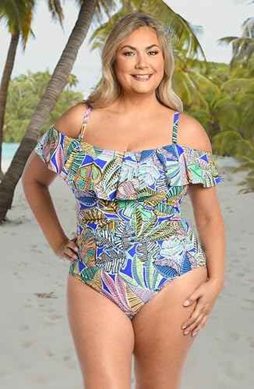 La Blanca Women's Off Shoulder Ruffle One Piece Swimsuit, Multi//Neon Nights, 18