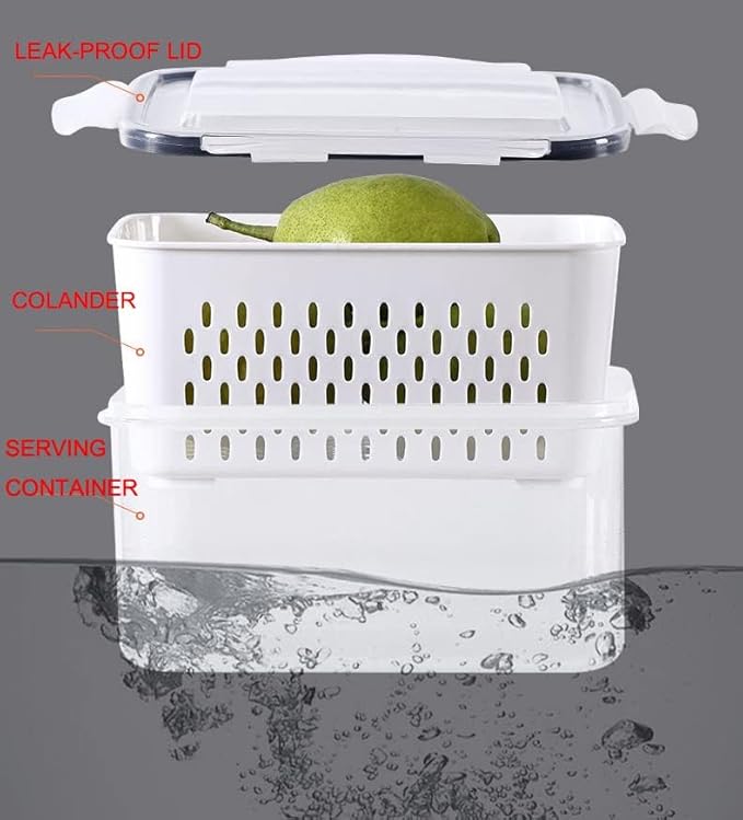 5 Pack Fruit Vegetable Storage Containers for Fridge, Berry Keeper Box Containers with Leak-proof Lids, Onion Saver, Tomato Saver, Lemon Saver, Avocado Saver, Keep Fresh Produce Saver Containers