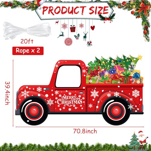 Panelee Christmas Truck Photo Props Xmas Gifts Truck Selfie Frame Backdrop Banner Merry Christmas Car Backdrop Decorations...