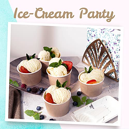 MATICAN Paper Ice Cream Cups - 50-Count 9-Oz Disposable Dessert Bowls for Hot or Cold Food, 9-Ounce Party Supplies Treat C...