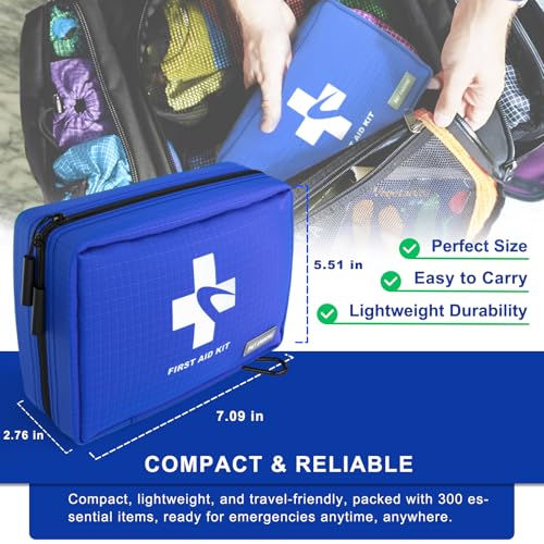 300 PCS First Aid Kit for Home, Car, Travel, Camping, Hiking, Truck, Office, Businesses, Sports & Outdoor, Premium Waterpr...
