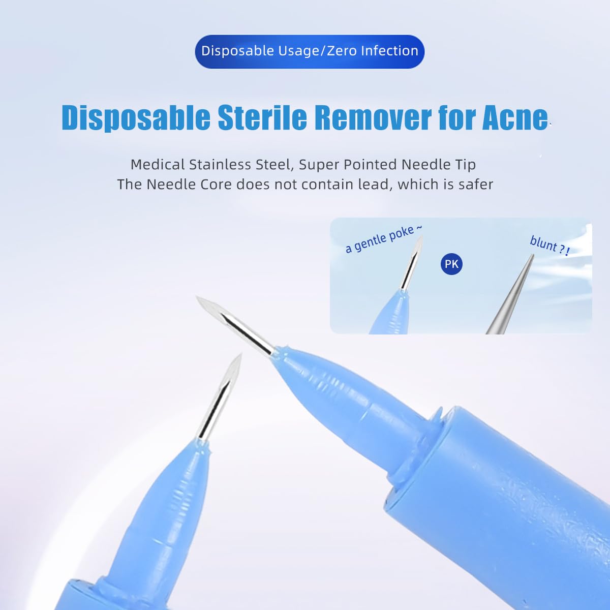 2 Pack of Disposable Sterile Acne Remover Tools Safe Pimple Popper Tool Aseptic Blackhead Remover Tools Sanitary Comedone Extrac
