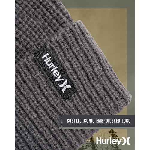 Hurley Men's Cuffed Beanie - Classic Midweight Loose Knitted Winter Hat for Men