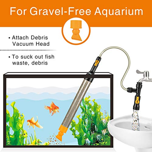 hygger Bucket-Free Aquarium Water Change Kit Fish Tank Siphon Gravel Vacuum Cleaner with Long Hose Water Changer Maintenan...