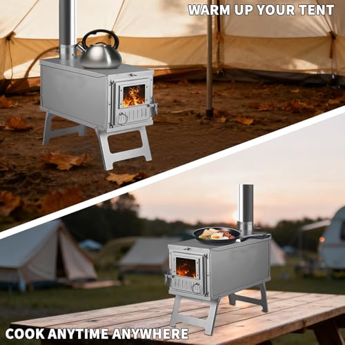 Yesinaly Ultralight Camping Stove Portable Wood Burning Stove for Tent, Camping, Outdoor Cooking, Hunting, Ice Fishing, 1...