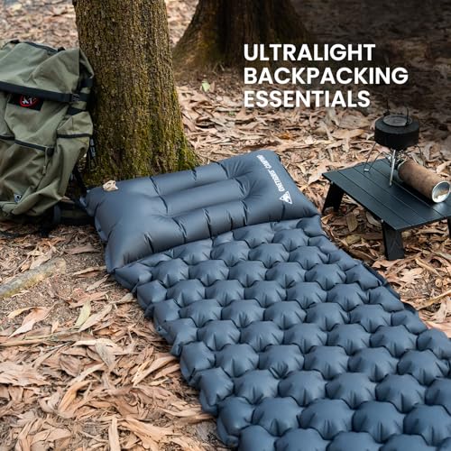 ONETIGRIS Blackcrystal Sleeping Pad, Ultralight Camping Sleeping Pad with Pillow Built-in Foot Pump Inflatable Sleeping Ma...