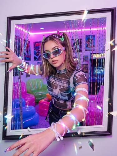 Lorealri Arm Wraps Rave Glow Body Harness Light Up Hand Straps Cyberpunk Neon EDM Outfit Festival Accessories for Women