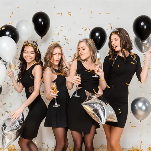 EMART 100pcs Black Balloons 12 inch with Ribbon, Latex Helium Quaility for Birthday Party Baby Shower Wedding Graduation H...