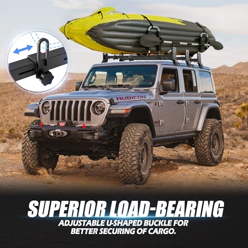 Heavy Duty Roof Rack Cross Bars Compatible with Jeep Wrangler JK JL Gladiator JT 2007-2024（2/4 Door Hard Top Cargo Bag Kay...