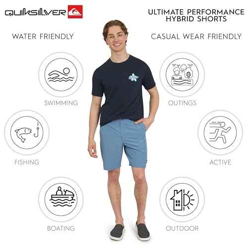 Quiksilver Mens Regular Fit Fixed Waist Water Friendly Active Hybrid Shorts