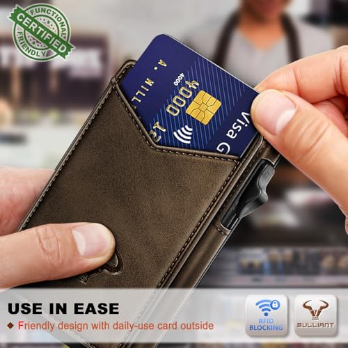 BULLIANT Men Wallet,Money Clip Wallet Slim For Gift Men 9Cards-Metal Credit Card Case in Magnetic Leather Flip