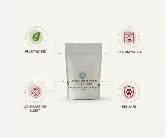 Plant-Based Laundry Scent Booster (Powder) - Rouge Luxe | Fast-Dissolving, No Residue |Elegant, Long-Lasting | Eco-Friendly, Hypoallergenic for Sensitive Skin | HE Safe, 16 Oz.