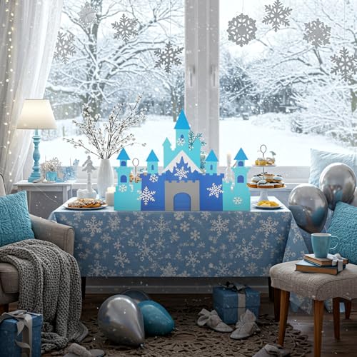 Harloon 19.7 x 23.6 Inch Snowflake Castle Table Centerpiece Glitter Winter Themed Party Table Decorations for Princess Sno...
