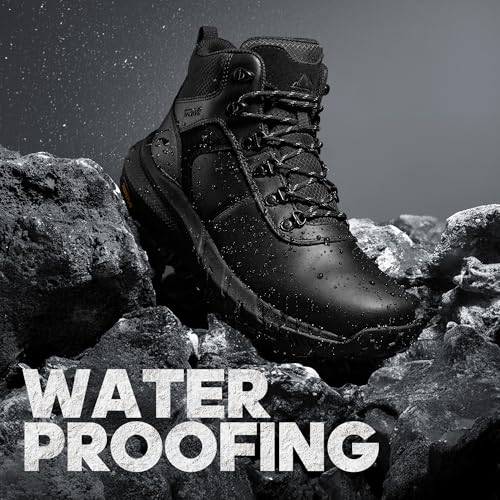 NORTIV 8 Men's Waterproof Hiking Boots Lightweight Outdoor Mid Trekking Leather Shoes DriftShield