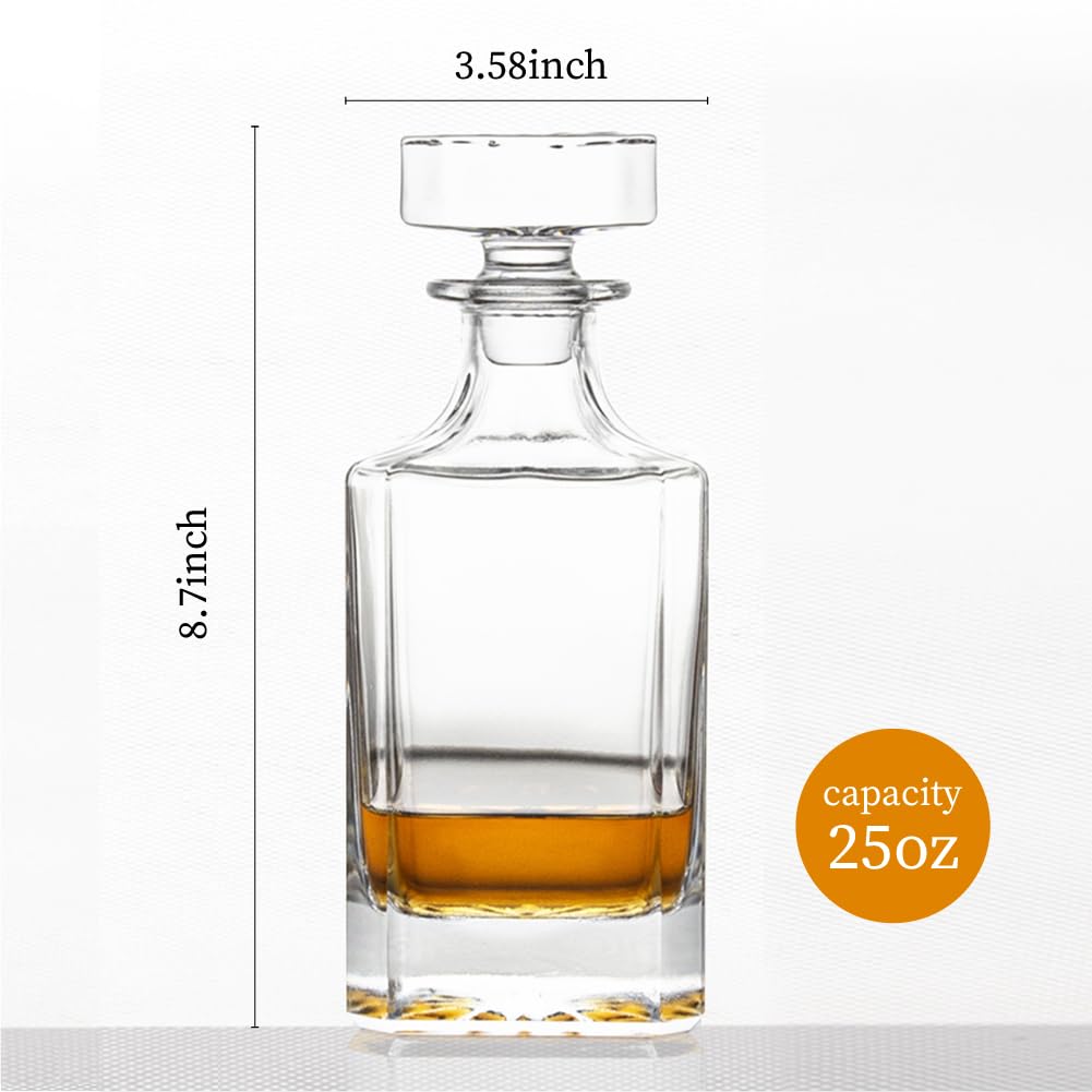 Square 25oz Whiskey Decanter with Glass Stopper